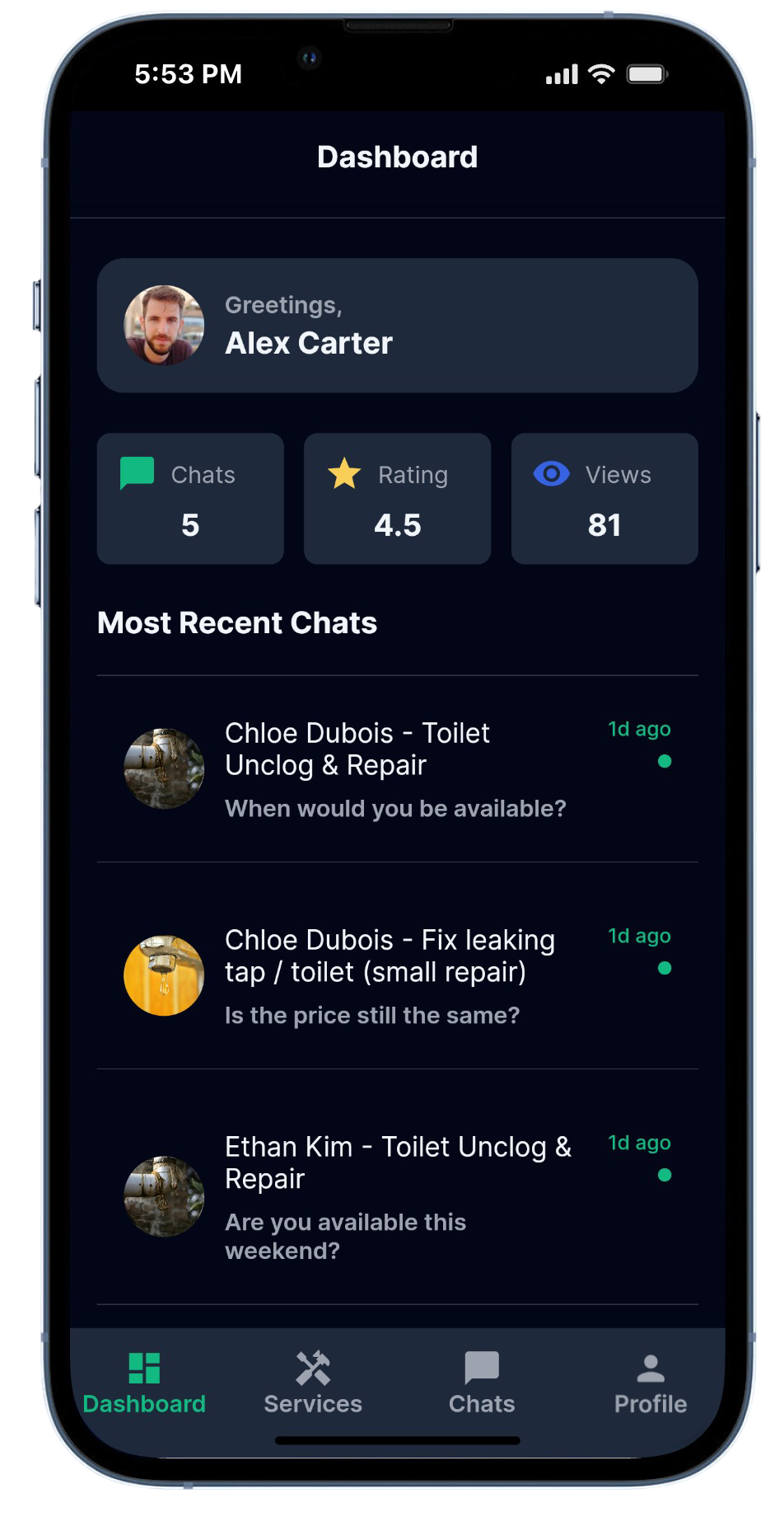 Two-Sided Service Marketplace - Screen 2